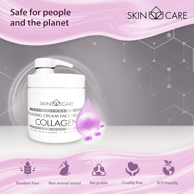 Skin Care Collagen 3-in-1 Moisturizer Face Cream, Neck and Hands - Treatment for Crepey Texture, Wrinkles and Sagging - Daily Lotion for All Skin Types - 16.9 fl. oz.