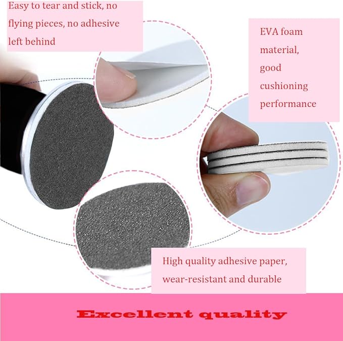 MOWLIE 60pcs Replaceable Sandpaper Refill Discs for Electric Foot File Callus Remover Hard Dry Dead Skin Removal (pink10)