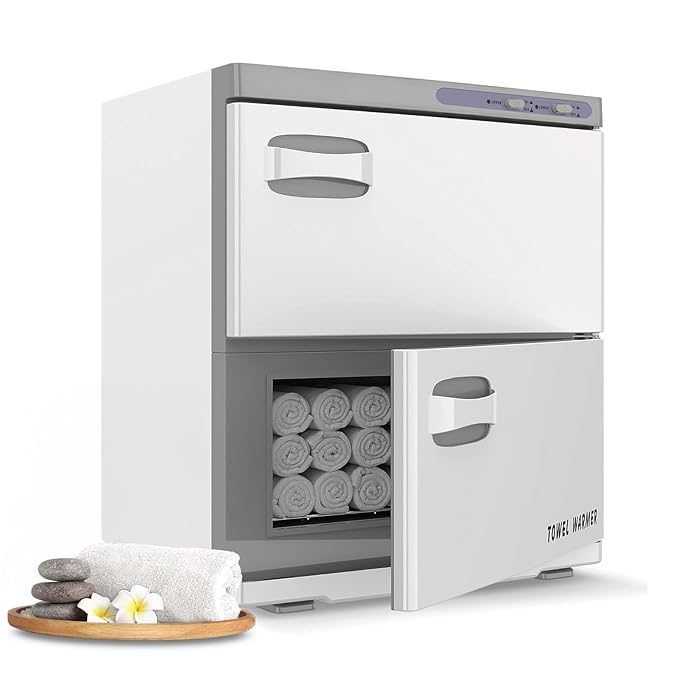Pantin 32L Premium Two Compartment Towel Warmer for Hair Salon, Beauty SPA, Restaurant & Home. Heated Towel Warmer -Large Electric Hot Towel Cabinet for Salons, Spas - The Best Spa Equipment 110V 320W