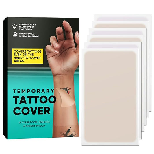 Tattoo Cover Up Patch - Ultra-Thin Waterproof & Breathable Stickers | Conceal Tattoos, Scars, Birthmarks | Invisible, Skin-Friendly, Long Lasting Adhesive Tape (6 Pcs)