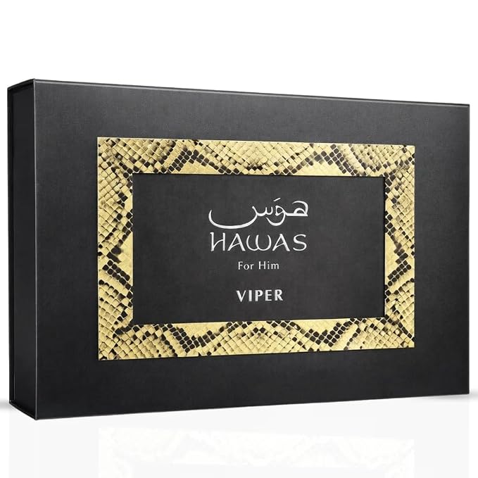 RASASI Hawas Viper 3-Piece Perfume Gift Set Eau de Parfum Spray & Face, Beard Wash & Shower Gel 100ml (3.4 Oz)