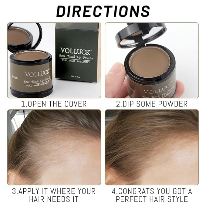 VOLLUCK Root Touch up Powder, Instant Hairline Powder for Thinning Areas and Gray Hair Coverage, Natural and Non-greasy Root Cover up for Women and Men (Gray, 0.35 Ounce)