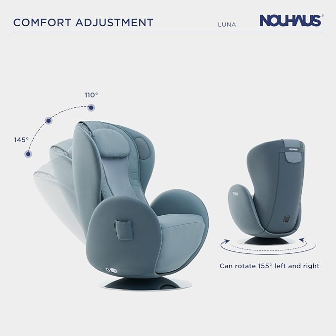 Nouhaus Luna Heated Massage Chair,Full Body Massaging Zero-Gravity Leisure Recliner with Low-Noise 3D Massage and Dual Sound Systems Modern Massage Chairs (Aqua Blue)