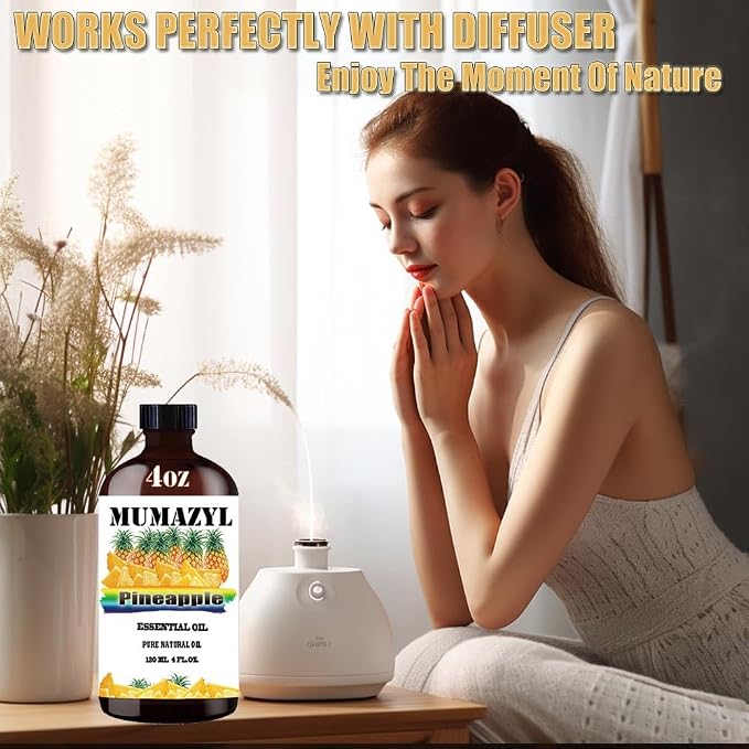 Pineapple Essential Oil, Pineapple Oil 4 Fl Oz 120ML for Diffuser Humidifier Yoga Cleaning DIY Candle Soap Making MUMAZYL Essential Oils