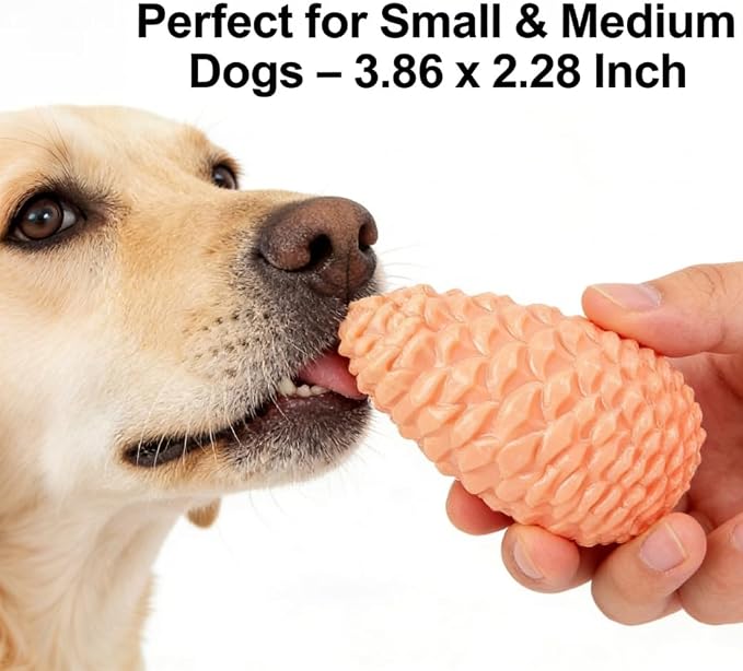 4-Pack Pine Cone Dog Chew Balls – TPR Interactive Treat Dispenser Toy for Small & Medium Dogs, Teeth Cleaning & Boredom Relief, Includes Brown, Green, Blue&Orange，3.86 x 2.28 Inch
