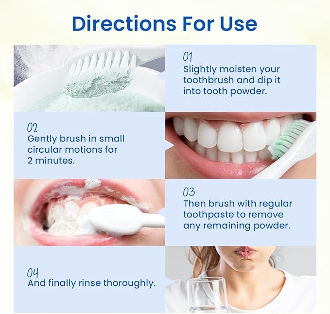 Freshmile Teeth Whitening Powder, Toothpowder Fluoride-Free Hydroxyapatite Formula Enamel Strengthening Gently Cleans & Whitens