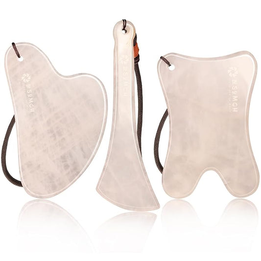 Lusomch Skin Care Set, 1 Pack 3 in 1 Jade Gua Sha Massager, Pink,Guasha Tool for Face and Body, Truly Beauty Products