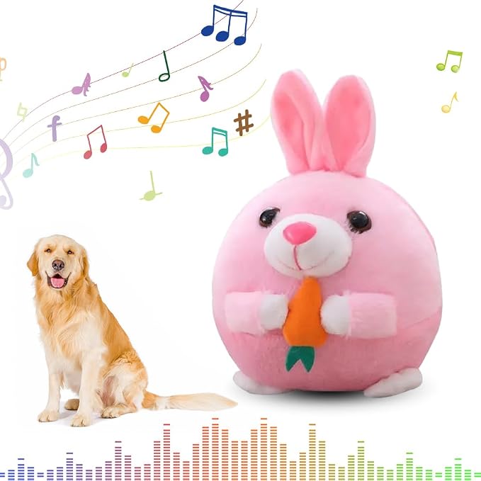 Interactive Dog Toys,2024 New Active Moving Pet Plush Toy,Squeaky Moving Dog Ball Toy,Rechargeable Puppy Toys to Keep Them Busy,Washable Pig Plush Toys(Rabbit)