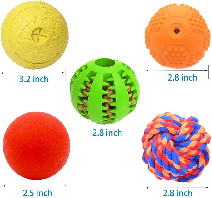 Volacopets 5 Different Functions Interactive Dog Toys, Puzzle Toys, Dog Balls for Medium Large Dogs, Dog Squeaky Balls, Food Treat Dispensing Toys
