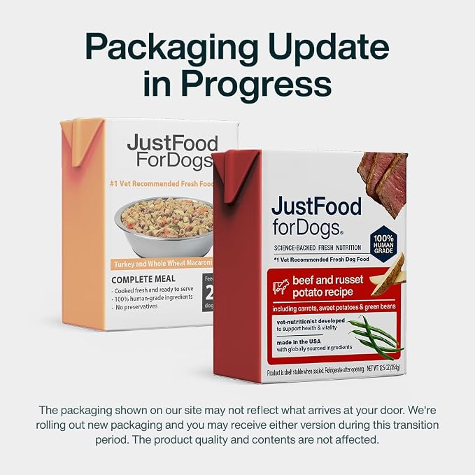 JustFoodForDogs Pantry Fresh Wet Dog Food, Complete Meal or Dog Food Topper, Beef & Russet Potato Human Grade Dog Food Recipe - 12.5 oz (Pack of 6) | Fresh Pet Meal or Fresh Dog Food Topper, Human Grade Recipe Made With Whole Foods, Preservative-Free, ...