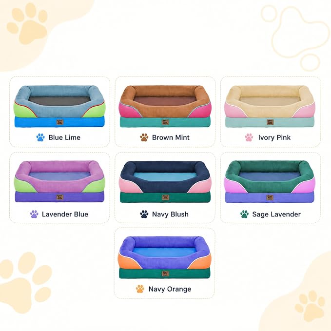Orthopedic Waterproof Dog Bed for Medium and Large Dogs | Egg Crate Foam, 4-Sided Bolster Support, Waterproof Liner, Non-Slip Bottom, Removable Bolster Cover, 36 x 27 Inch