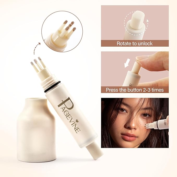 Freckle Stamp Pen, Natural Fake Freckle Makeup Pen，Waterproof Quick Dry Long Lasting Soft Faux Freckles, Lifelike Magic Stamp Marker for Sunkissed Makeup (Dark)