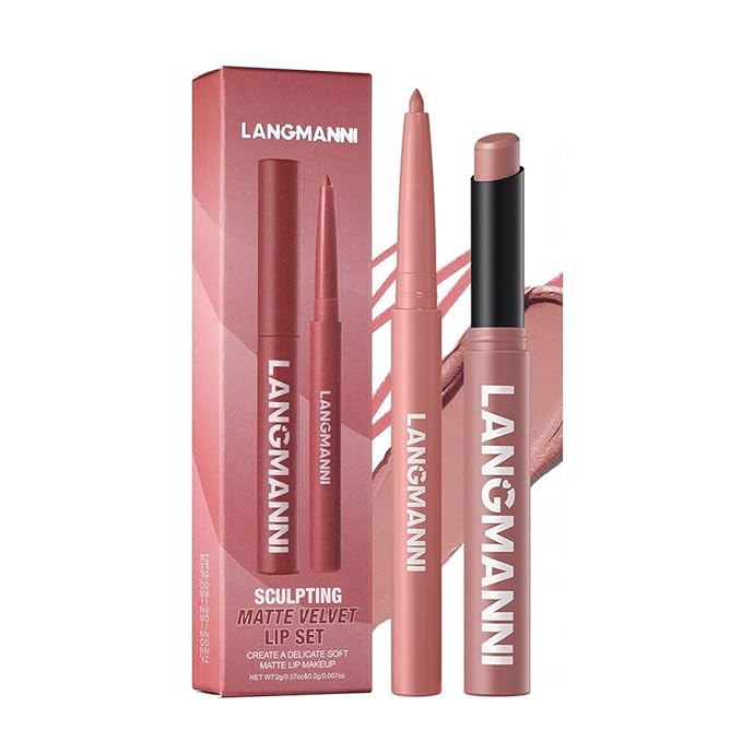 Lip Liner + Lipstick Set (12 Shades) -Matte Lipstick for Women, Silk Finish Hydration Lip Kit, Waterproof Smooth Creamy Texture, Bold to Nude Shades for Everyday & Party Wear, Makeup Gift (01)