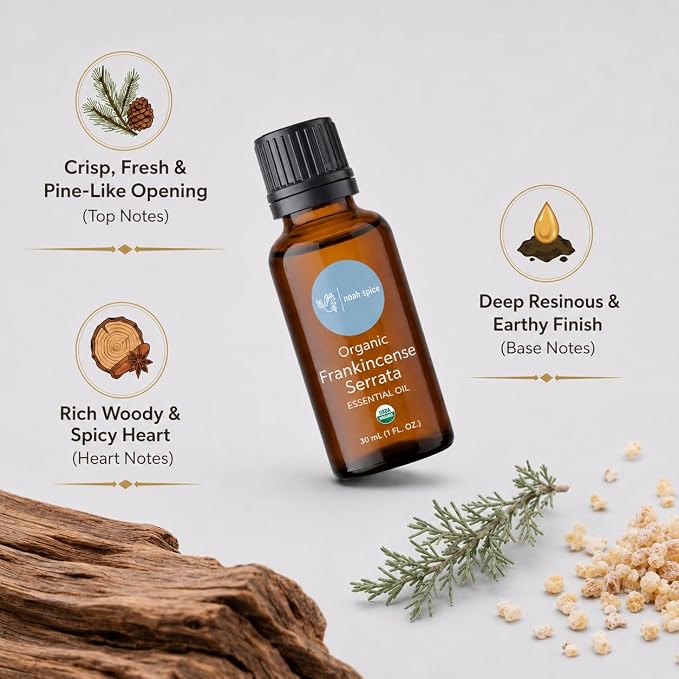 Organic Frankincense Essential Oil, 30 mL | USDA Organic, GC/MS Tested, Steam Distilled, Boswellia Serrata, 100% Pure & Undiluted, Skin Care & Diffuser
