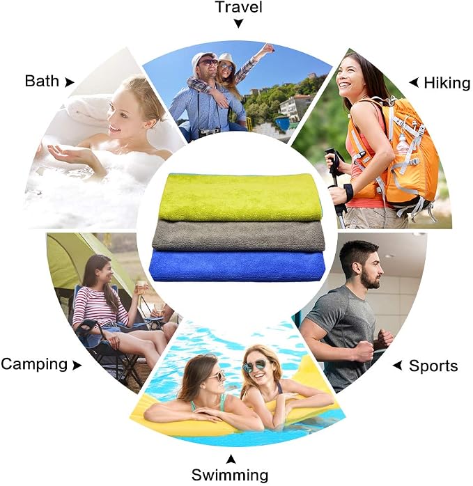 SINLAND Microfiber Gym Towels Super Absorbent Compact Travel Workout Towel Quick Dry Camping Sweat Towel for Sports Beach Swimming Backpacking Hiking and Yoga Men Women 16 Inch X 32 Inch