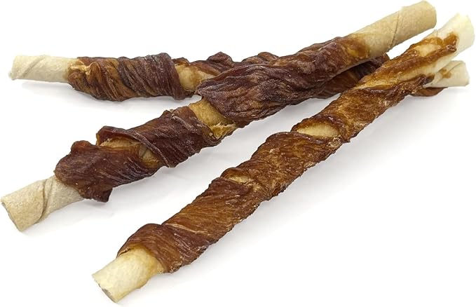 Pet 'n Shape Hide Twists – Duck Wrapped Rawhide Dog Treats - Large Twist - 6 Count