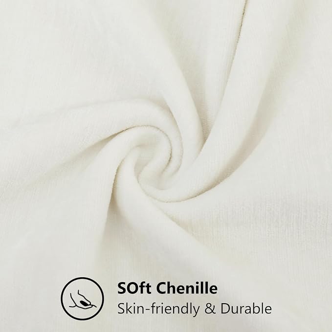 decorUhome Soft Chenille Cream White Throw Pillow Covers 18X18 Set of 2 | Decorative Fall Couch Pillow Covers Solid Dyed Accent Modern Farmhouse Neutral Square Pillow Cases for Sofa