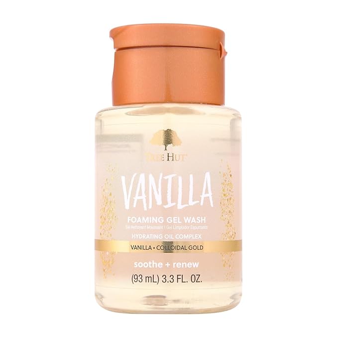 Tree Hut Vanilla Foaming Gel Wash, Moisturizing & Hydrating Body Wash with Shea Butter, Gently Cleanses for Soft, Fresh & Radiant Skin, 3.3 fl oz