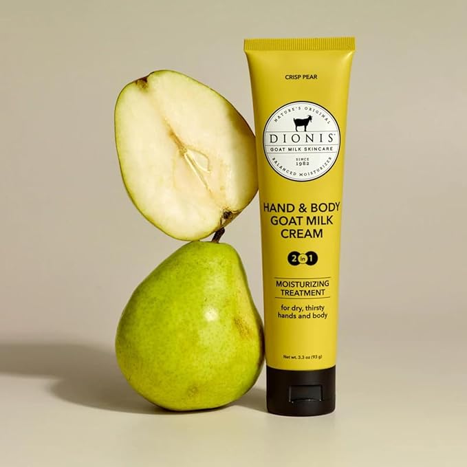 Dionis Goat Milk Crisp Pear Hand & Body Cream and Body Lotion Limited Edition Gift Bundle (Pack of 2)