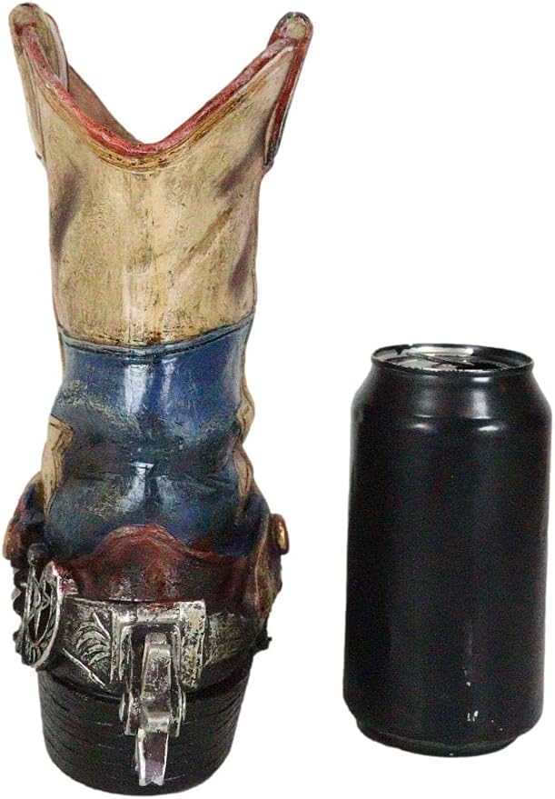 Ebros Gift Patriotic Texas State Flag Western Star Rustic Antiqued Cowboy Boot with Spur Hand Painted Resin Decorative Flower Bouquet Vase Or Planter Figurine American Spirit Home Decor Accent