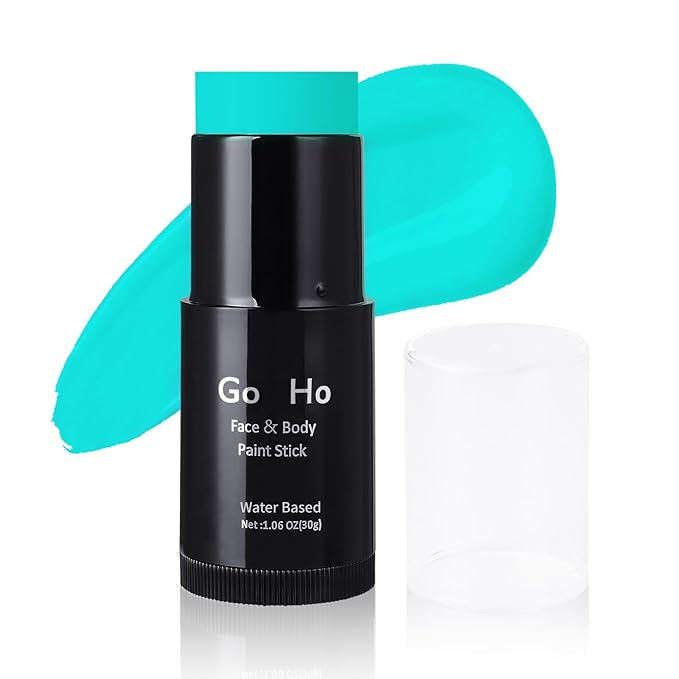 Go Ho Teal Face Body Paint Stick,Water Based Washable Face Paint Stick,Non-toxic Full-coverage Cream Teal Body Paint for Halloween Costumes Sally Mermaid Cosplay SFX Makeup