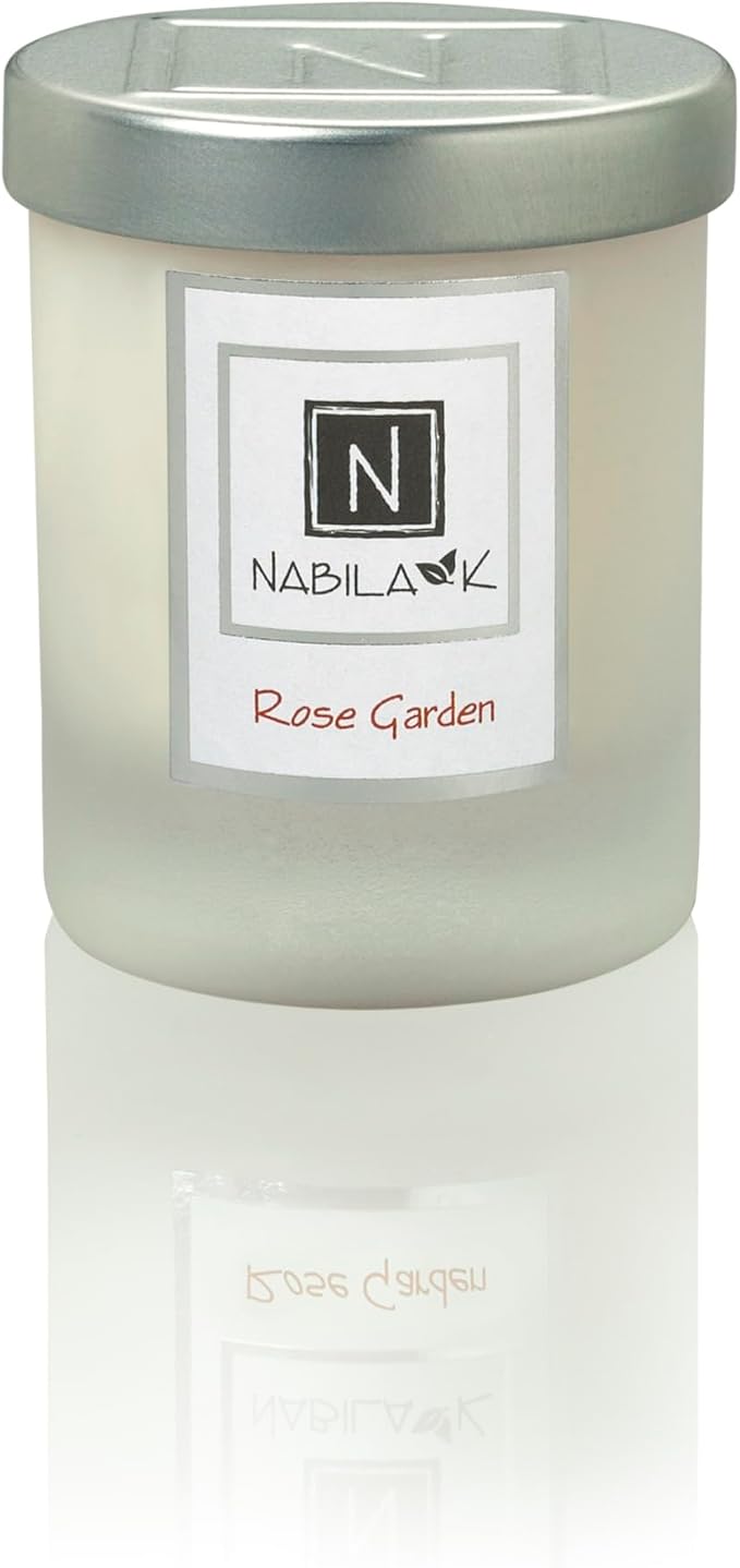 Nabila K – Rose Garden - Soy-Based Candle – Fresh English Damask Roses - Hand-Poured - Cotton Wick - Aromatherapy Candle w/Essential Oils - Made in USA - 3 oz