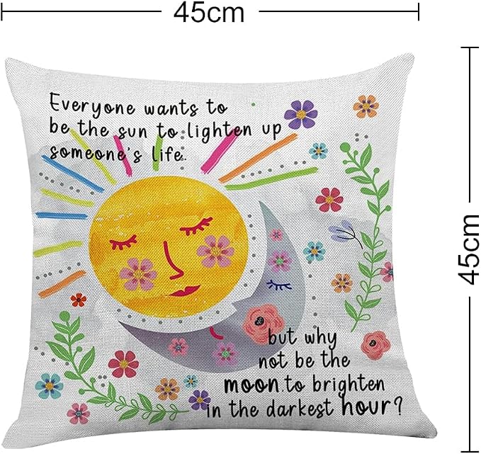 Littlefa Inspiring Gifts Cute Colour Sunshine Moon Throw Pillow Cover Sunshine Moon Cushion Cover Decorative Pillowcase Living Room Bedroom Decor for Girls Friends Daughter Niece Women - Everyone