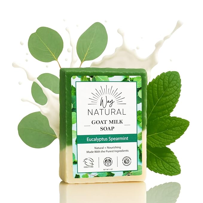 Eucalyptus Spearmint Soap Bar - Goat Milk Soap for Men & Women - Natural, Handmade w/Real Milk - Dry Skin, Hands/Body - Premium, Gentle, No Dyes - (1, Large, 5oz)