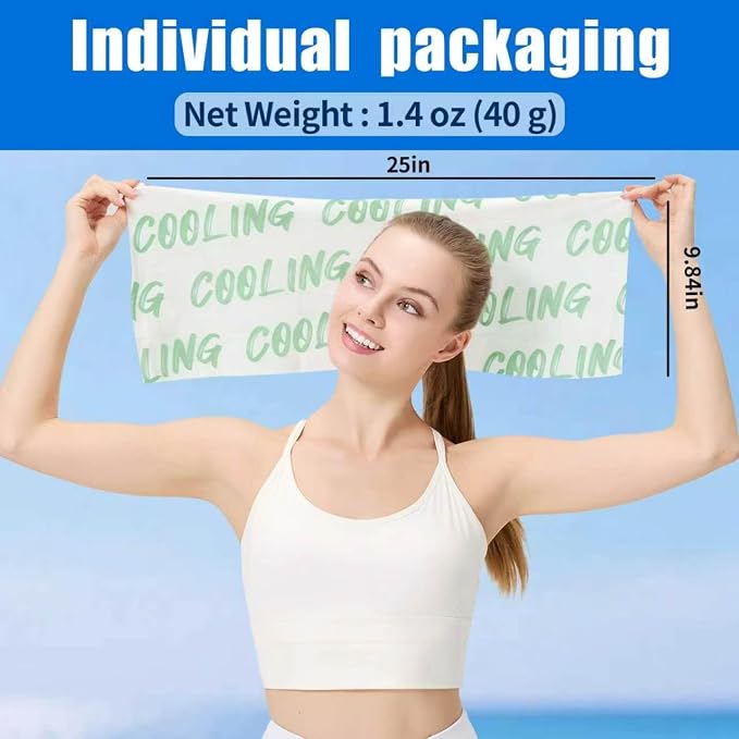 50 Pack Cooling Wipes Cooling Towels for Neck and Face Cool Towel Neck Wraps, Ice Towel, for Yoga,Sport,Running,Gym,Workout,Camping,Fitness,Workout & More Activities Camping in Hot Weather (Green)