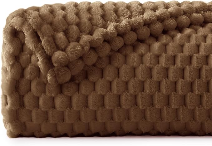 BEDELITE Brown Twin Blanket for Couch, Soft Cozy Gifts for Women, 60 * 80 | 3D Jacquard Decorative Fleece Blanket, Super Soft Plush Throws, Cute Birthday Gift for Women & Men, Suitable for All Seasons