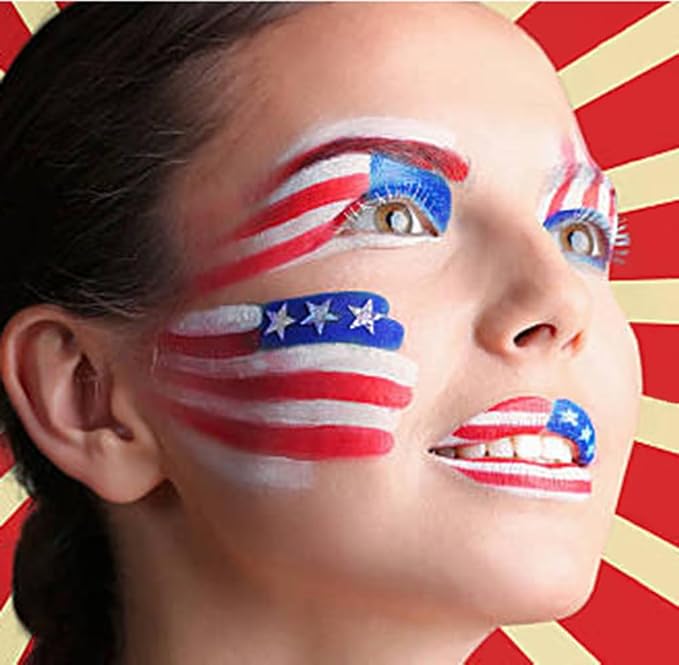 Go Ho Red White and Blue Face Paint Palette,Washable Patriotic 4th of July Face Body Paint,4th of July Accessories, Face Painting Kit for Independence Day Makeup