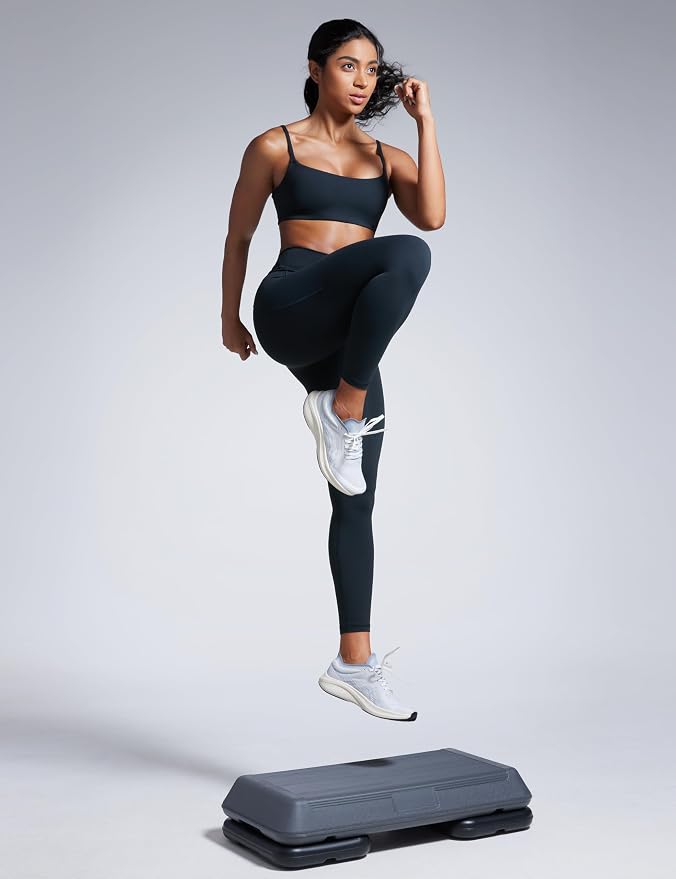 CRZ YOGA Butterbreeze Scoop Neck Sports Bras for Women - Spaghetti Straps Wireless Workout Padded Gym Cami Top