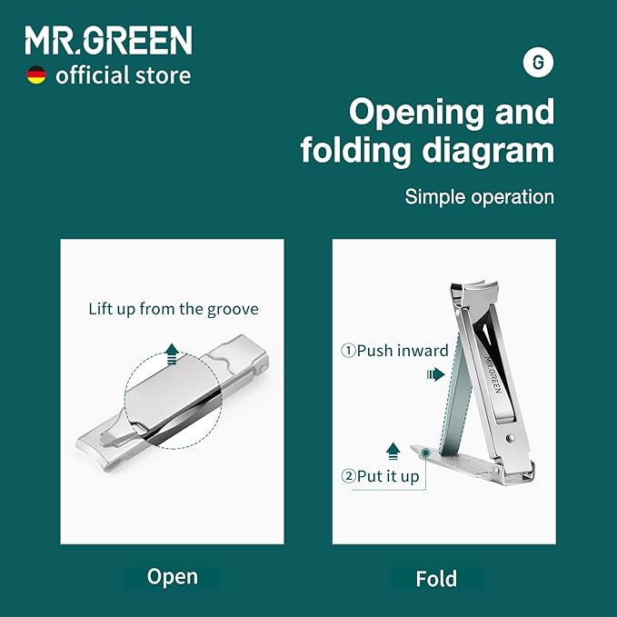 MR.GREEN Collapsible Nail Clippers Small and Thin Portable Travel Nail Scissors Cutter Stainless Steel Manicure Tools with Nail Files (Blue Leather Case+ Iron Box)