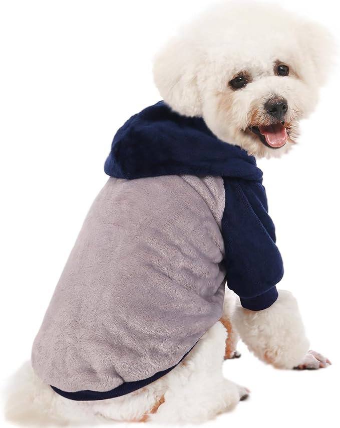 FabriCastle Small Dog Hooded Sweater, Dog Clothes XXS XS Small for Dogs Boy & Cats, Soft and Warm Pet Coat, Winter Pet Jacket, Doggy Apparel Costumes, Puppy Outfits Hoodies (Grey Body, X-Large)