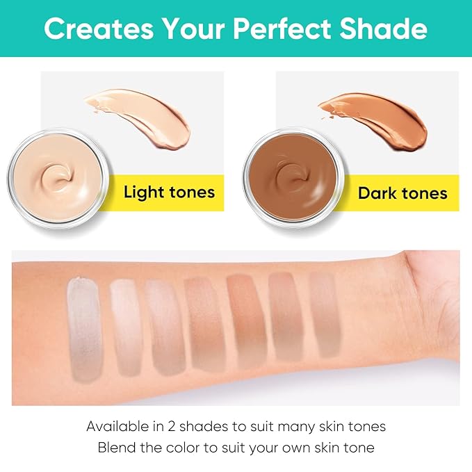 Tattoo Cover Up Makeup, Waterproof Concealer, 2 Colors, Professional Scar & Blemish Coverage for Tattoos, Birthmarks, and Scars, Long-Lasting, Adjustable Formula for Men & Women
