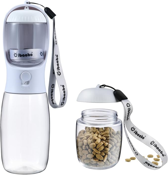 Cibaabo Dog Water Bottle Portable with Food Container & Filter for Travel | Feeding & Hydration | Travel Water Bowl | Portable Pet Dispenser | Dog Gifts | Puppy Essentials | for Hiking Camping Beach