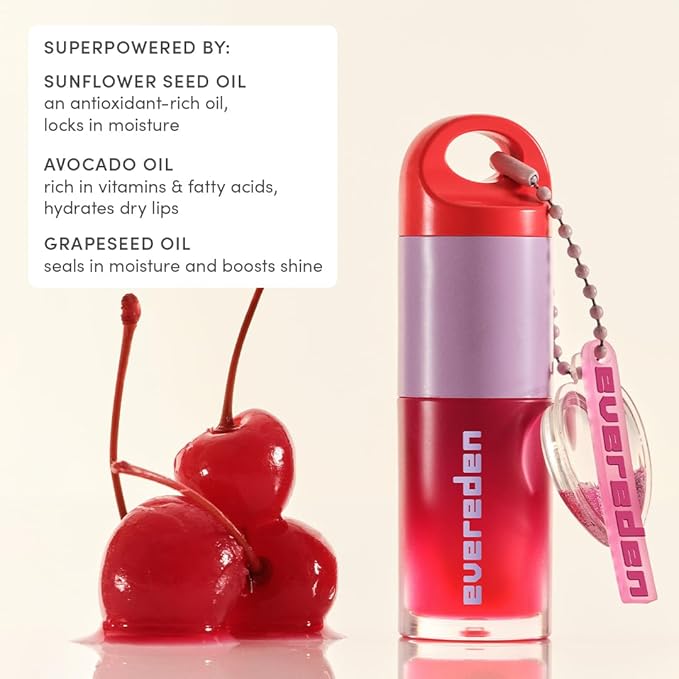 Evereden Kids Tinted Non Toxic Lip Gloss: Sheer Red - Non Toxic - Vegan Clean Makeup for Kids - Soothing & Hydrating Kid Lip Gloss - Cherry, Peach, & Cranberry Oils Girls Makeup
