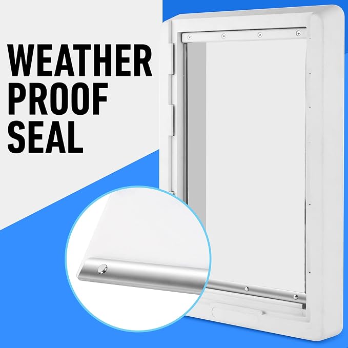 Evergreen Pet Supplies Dog Door Replacement Flap - All-Season Weatherproof Door Seal - Quick DIY Installation for Pet Supply - Sturdy Aluminum Construction for Dog Supply - 9.75 in x 17 in, White