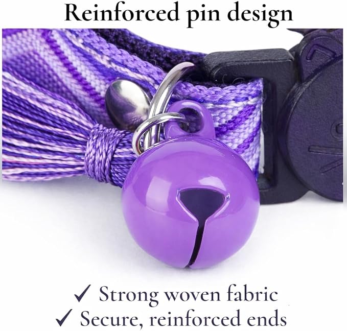 AirTag Cat Collar – Lightweight Breakaway Woven Cat Collar with Secure Holder for Apple AirTag, Adjustable with Bell for Cats & Kittens (Twilight Bloom) | Amazegoods