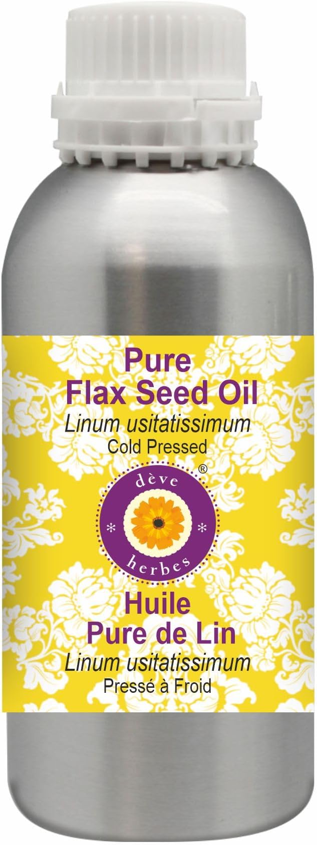 Deve Herbes Pure Flax Seed Oil (Linum usitatissimum) Cold Pressed 1250ml (42 oz)