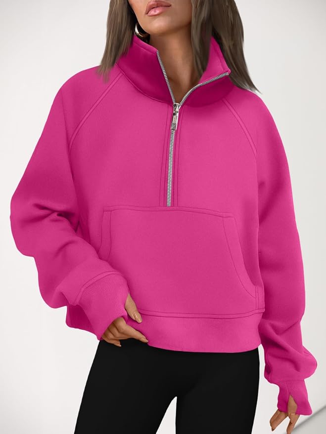 AUTOMET Womens Sweatshirts Half Zip Fleece Pullover Fall Outfits | Fall Fashion Clothes 2026,Cropped Sweatshirts,Cute Y2k Tops,Quarter Zipper Sweater,Winter Loungwear Outfits