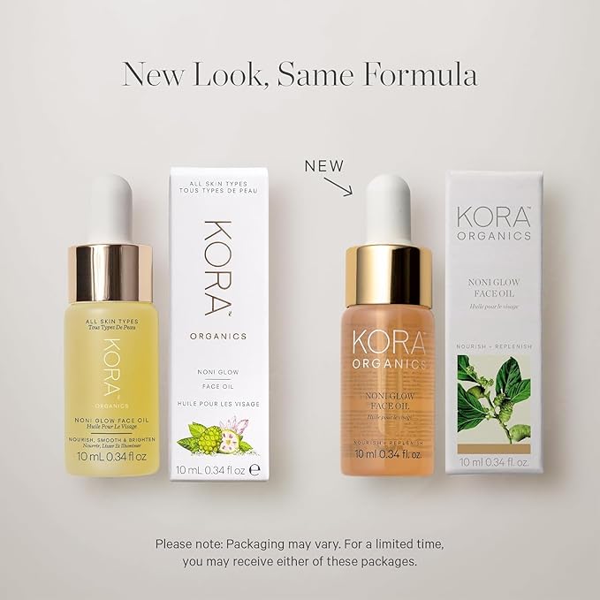 KORA Organics Noni Glow Hydrating Face Oil for All Skin Types, Lightweight Fast-Absorbing Facial Oil with Rosehip, Jojoba & Sea Buckthorn Oils for Smooth & Radiant Looking Skin, 0.34 fl oz