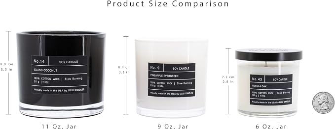 Lulu Candles | Tobacco, Spice & Vanilla | Luxury Scented Soy Jar Candle | Hand Poured in The USA | Highly Scented & Long Lasting- 6 Oz. 2 Pack