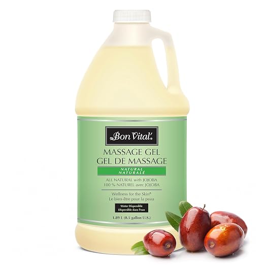 Bon Vital' Naturale Massage Gel, 1/2 Gallon, Hypoallergenic & Paraben-Free, Natural Massage Lotion Alternative with Botanical Extracts, Lightweight & Non-Greasy Formula, for Sensitive Skin
