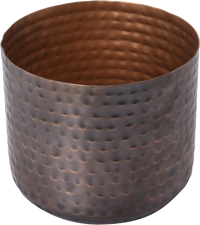 MyGift 6 Inch Copper Metal Vase, Hammered Flower Pot, Handcrafted | Elegant hammered finish brings artisan character to floral arrangements, succulents, and tabletop decorative displays