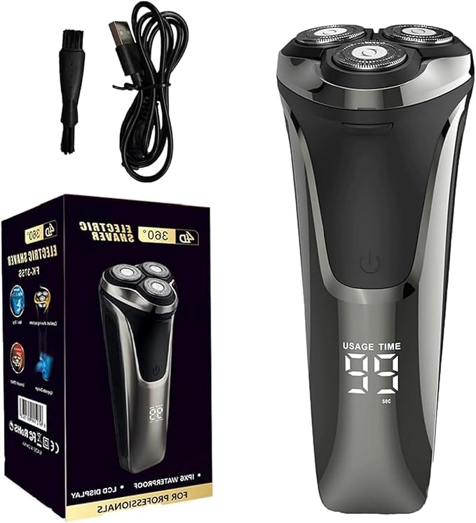 Snapbuy Electric Razor for Men, Snapbuy Electric Razor Pro of Father, Electric Shavers for Men,Ipx7 Waterproof Cordless Shaver with 90-Min Runtime, 4D Floating Head Rotary Shaver, Fast Charging(Black)