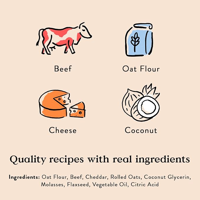 Bocce's Bakery Oven Baked Say Moo Treats for Dogs, Wheat-Free Everyday Dog Treats, Made with Real Ingredients, Baked in The USA, Natural Soft & Chewy Cookies, Beef & Cheddar Recipe 6 Ounce (Pack of 2)