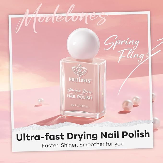 modelones Jelly Nude Nail Polish, 15 ml Valentines Pink Translucent Quick Dry Nail Lacquer Strengthener Long Last Shine Fingernail Toe Nail Art DIY Home Manicure Gift for Women Girls
