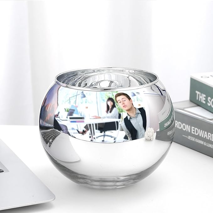 SNDEC Office Desk Accessories, 4.2'' Cubicle Mirror to See Behind You, Corner Monitor Mirror for Desk, Silver Aesthetic Cubicle Decor for Work, Cubicle Privacy Must Haves