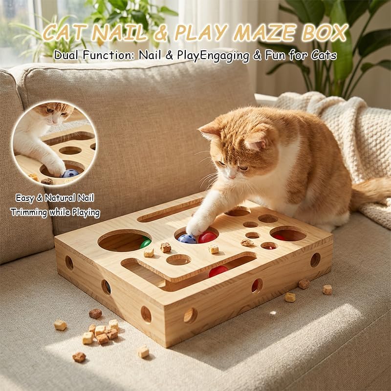 2026 New Cat Scratch Puzzle Enrichment Box, Cat Nail File Box with Sandpaper Inside, Toy Gift for a Cats that Hates Having Its Nails Trimmed, Stress-Free Alternative to Trimming Nails